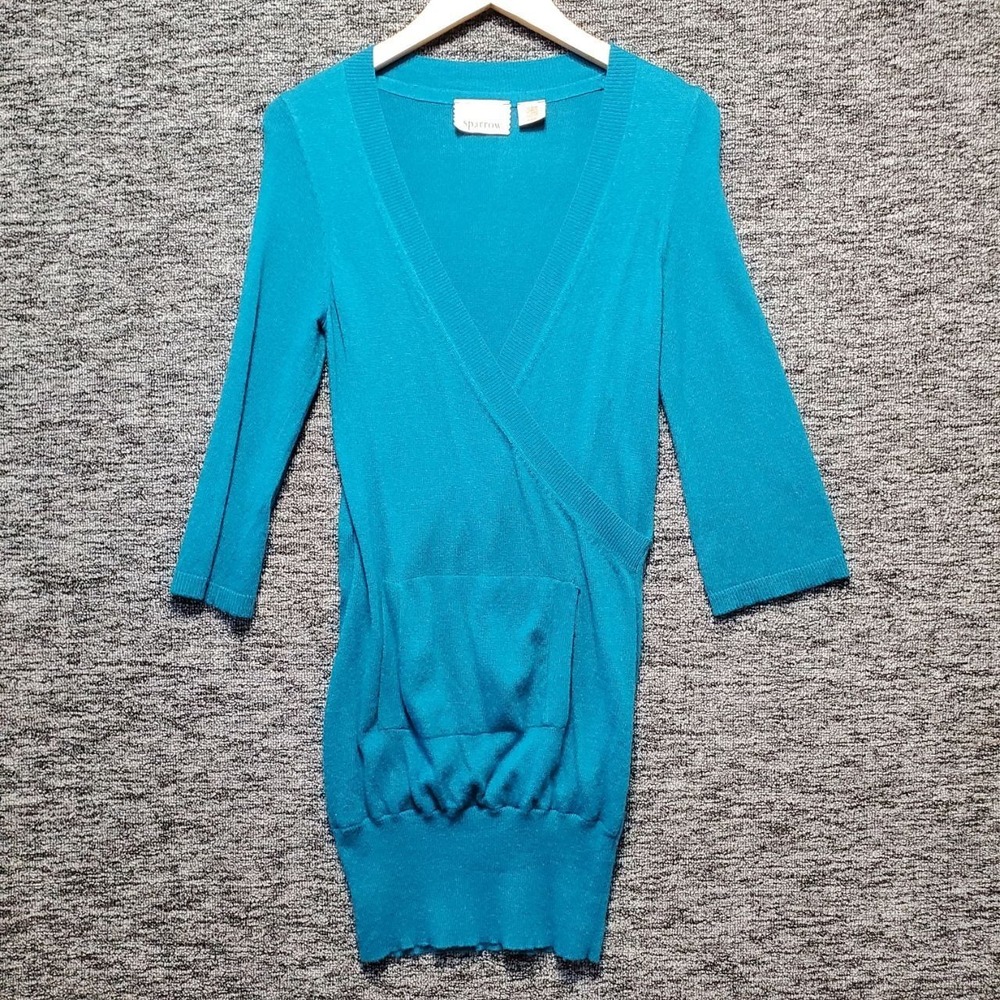 Sparrow Anthropologie Sweater Tunic Womens XS Blue Lambswool Cashmere Y2K Luxe